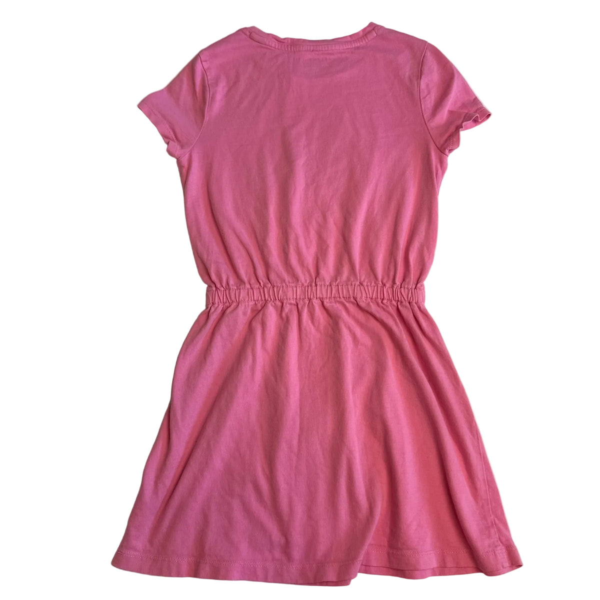 Robe rose à manches courtes avec élastique à la taille
