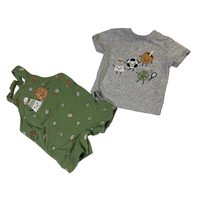 Ensemble salopette avec t-shirt à motifs de badminton