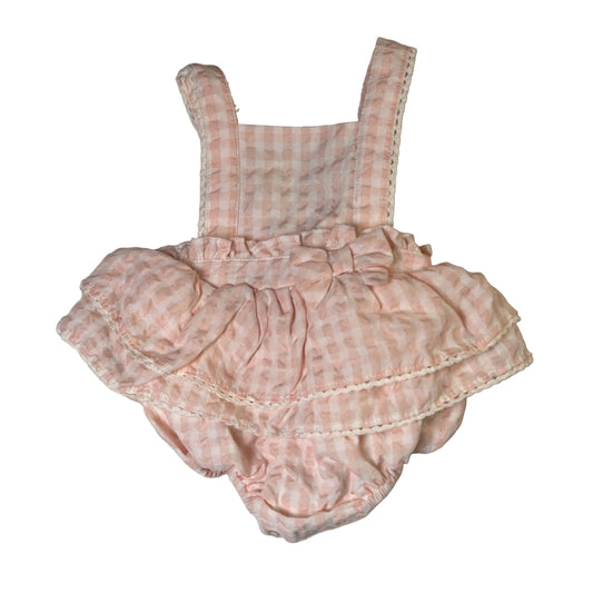 Robe-bloomer rose pâle à carreaux