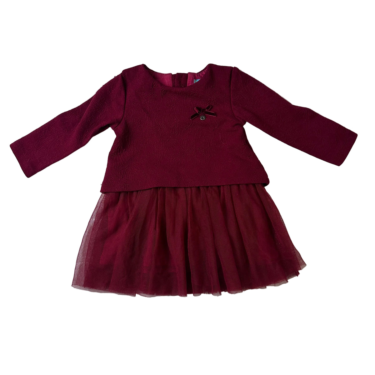 Robe à manches longues avec jupe en tulle et petit nœud