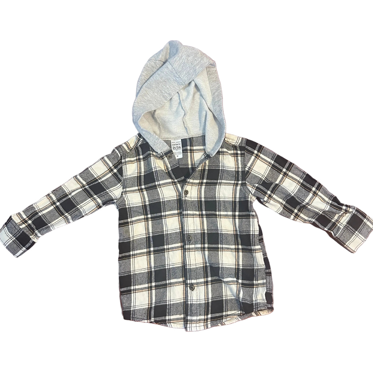 Chemise à carreaux manches longues avec capuchon