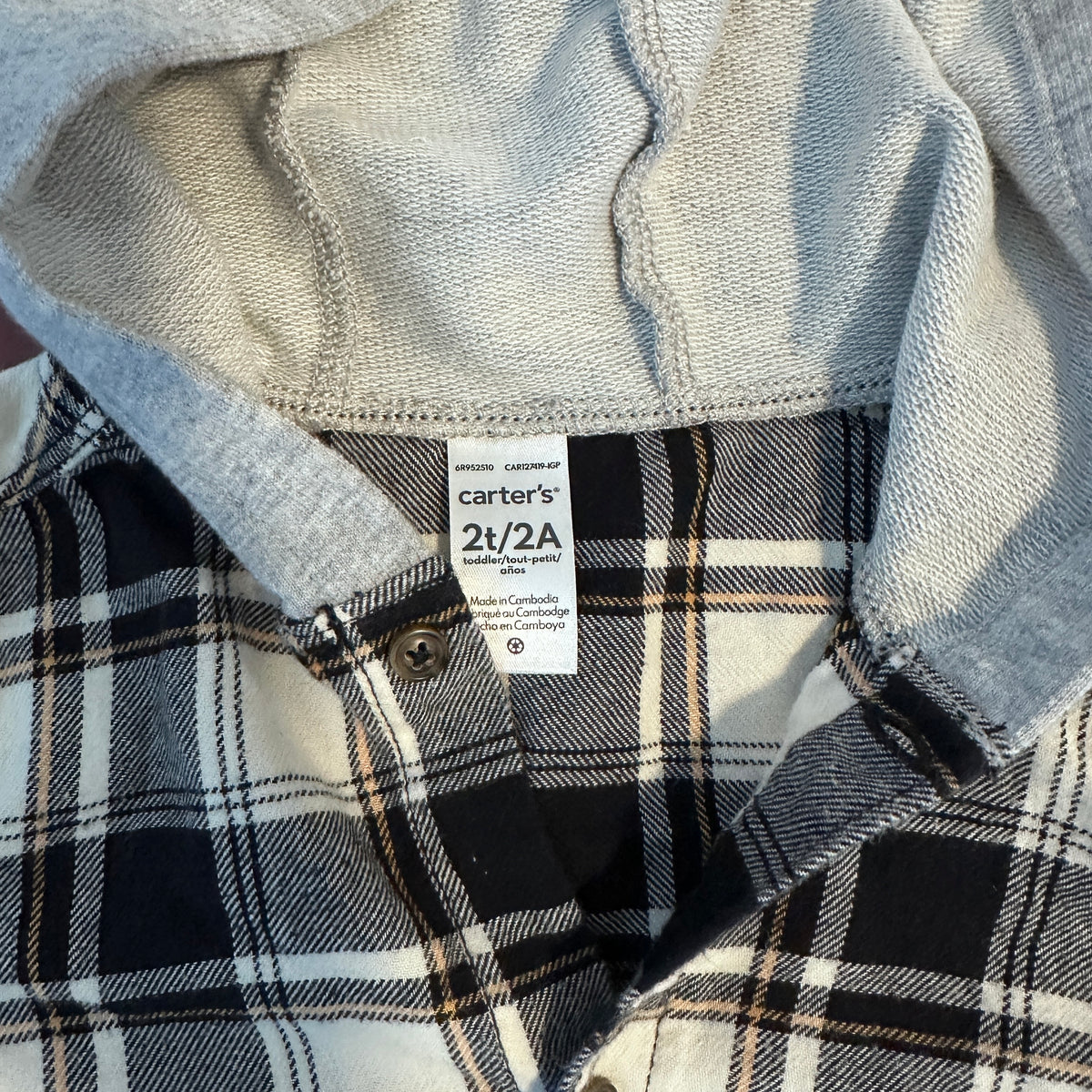 Chemise à carreaux manches longues avec capuchon