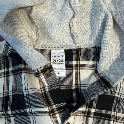 Chemise à carreaux manches longues avec capuchon