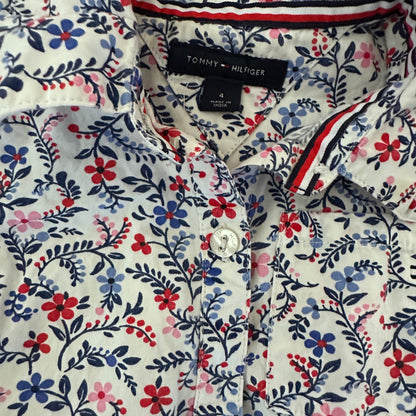 Robe fleurie blanche à manches courtes