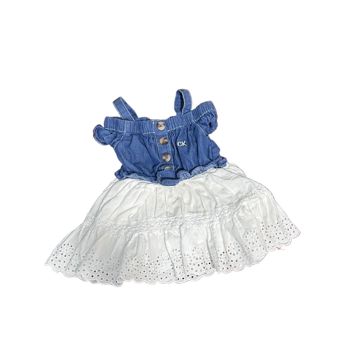Robe en denim avec broderie anglaise