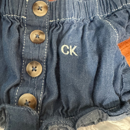 Robe en denim avec broderie anglaise